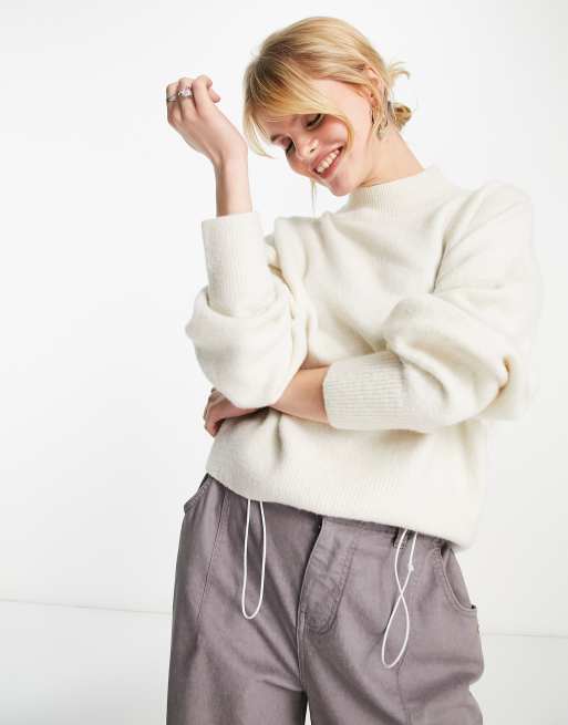  Other Stories mock neck sweater in off white