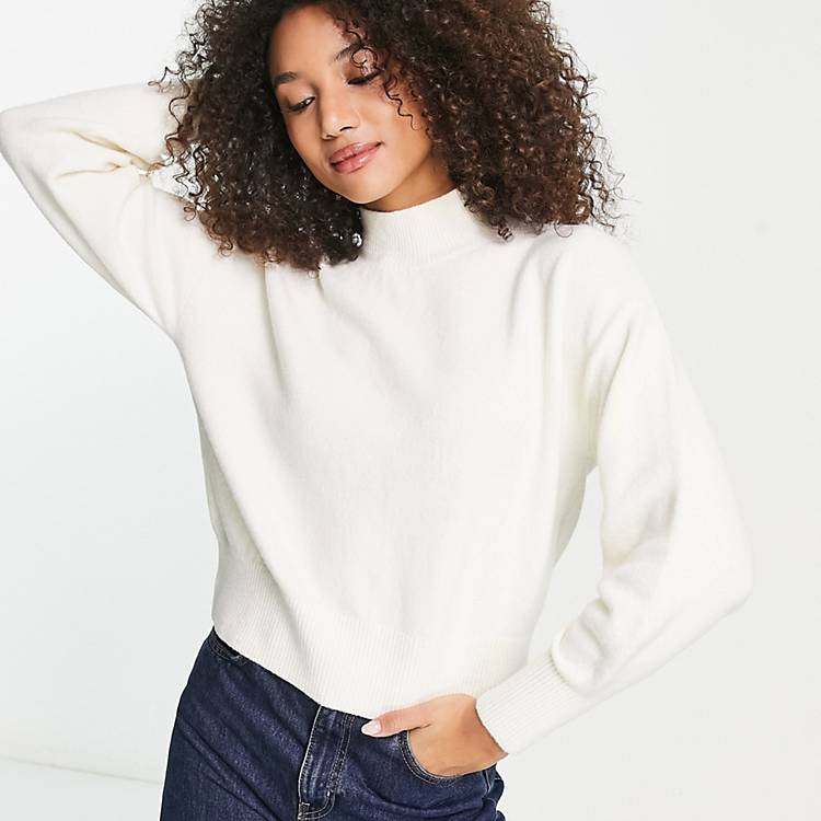 & Other Stories mock neck sweater in off white