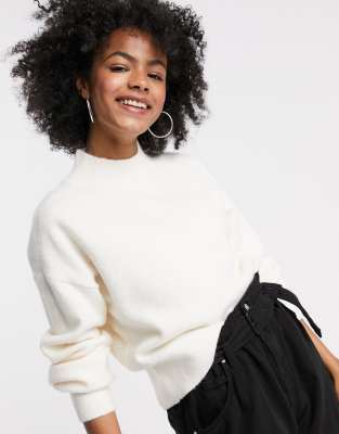 mock neck cream sweater