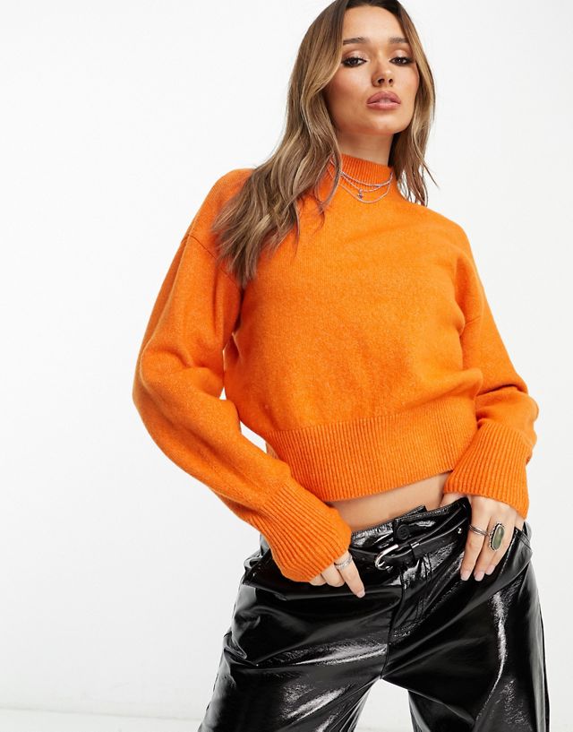 & Other Stories mock neck sweater in orange