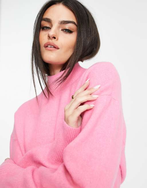  Other Stories mock neck sweater in pink