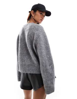 & Other Stories Mohair And Merino Blend Hairy Yarn Sweater In Gray