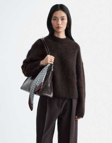 & Other Stories mohair and wool blend jumper in chocolate brown - view 1