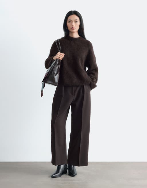 & Other Stories mohair and wool blend jumper in chocolate brown, 3 of 4