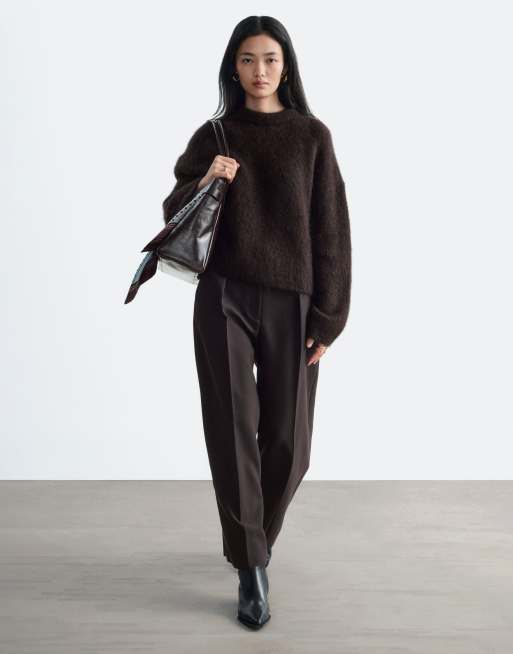 & Other Stories mohair and wool blend jumper in chocolate brown, 4 of 4