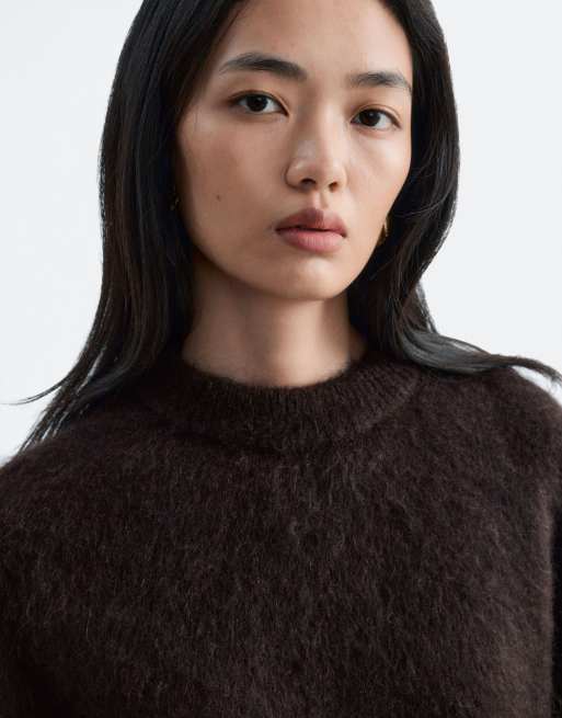& Other Stories mohair and wool blend sweater in chocolate brown, 2 of 4