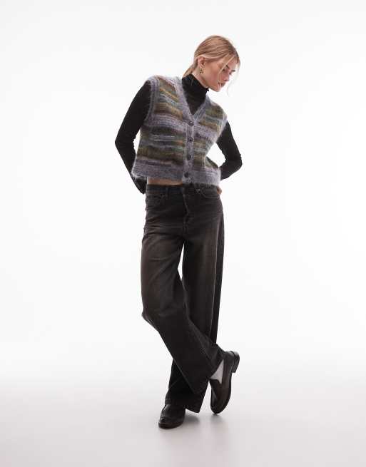 & Other Stories mohair and wool hairy knit waistcoat tank in multi stripes, 2 of 4