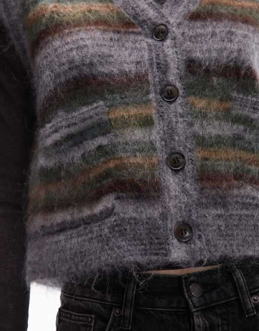 & Other Stories mohair and wool hairy knit waistcoat tank in multi stripes, 3 of 4