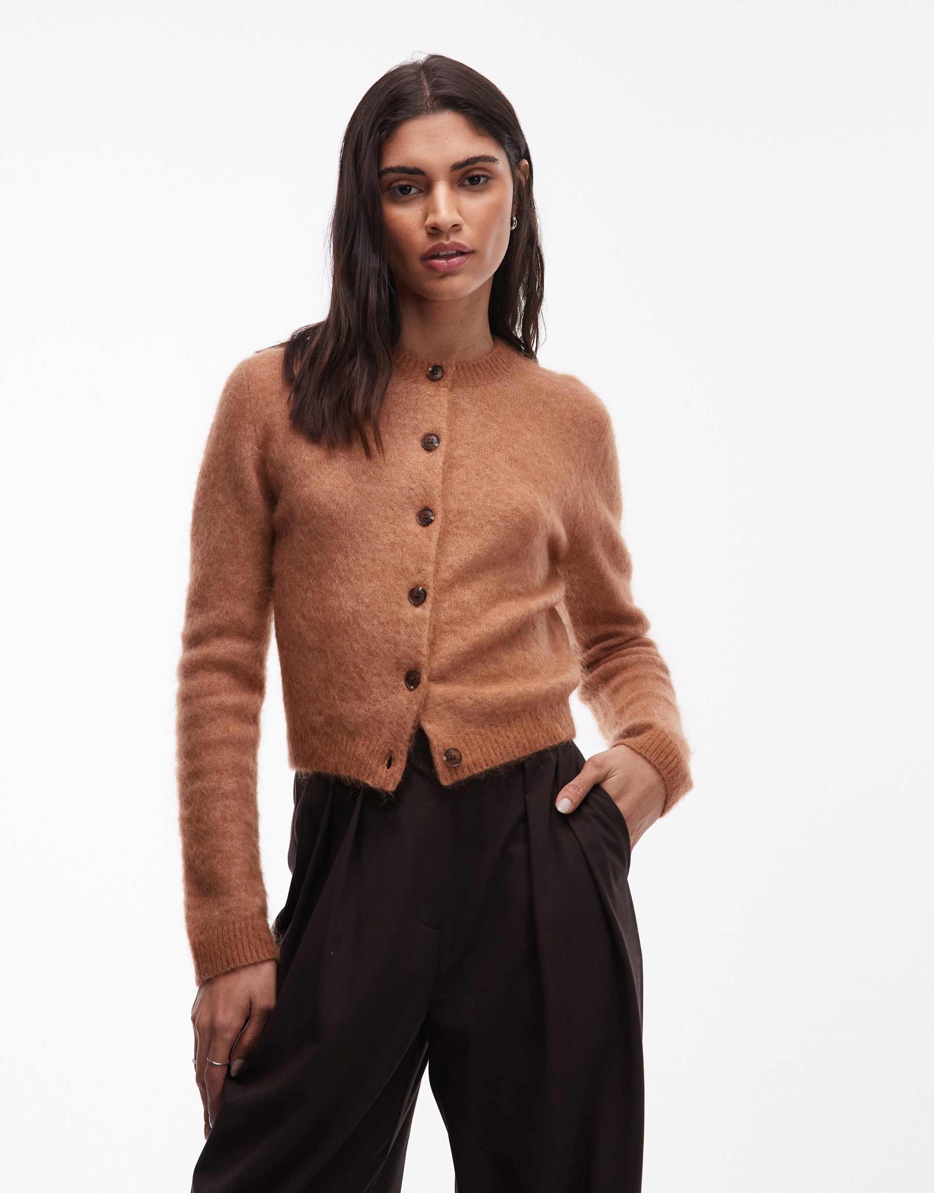 & other stories mohair and wool mix cardigan in beige