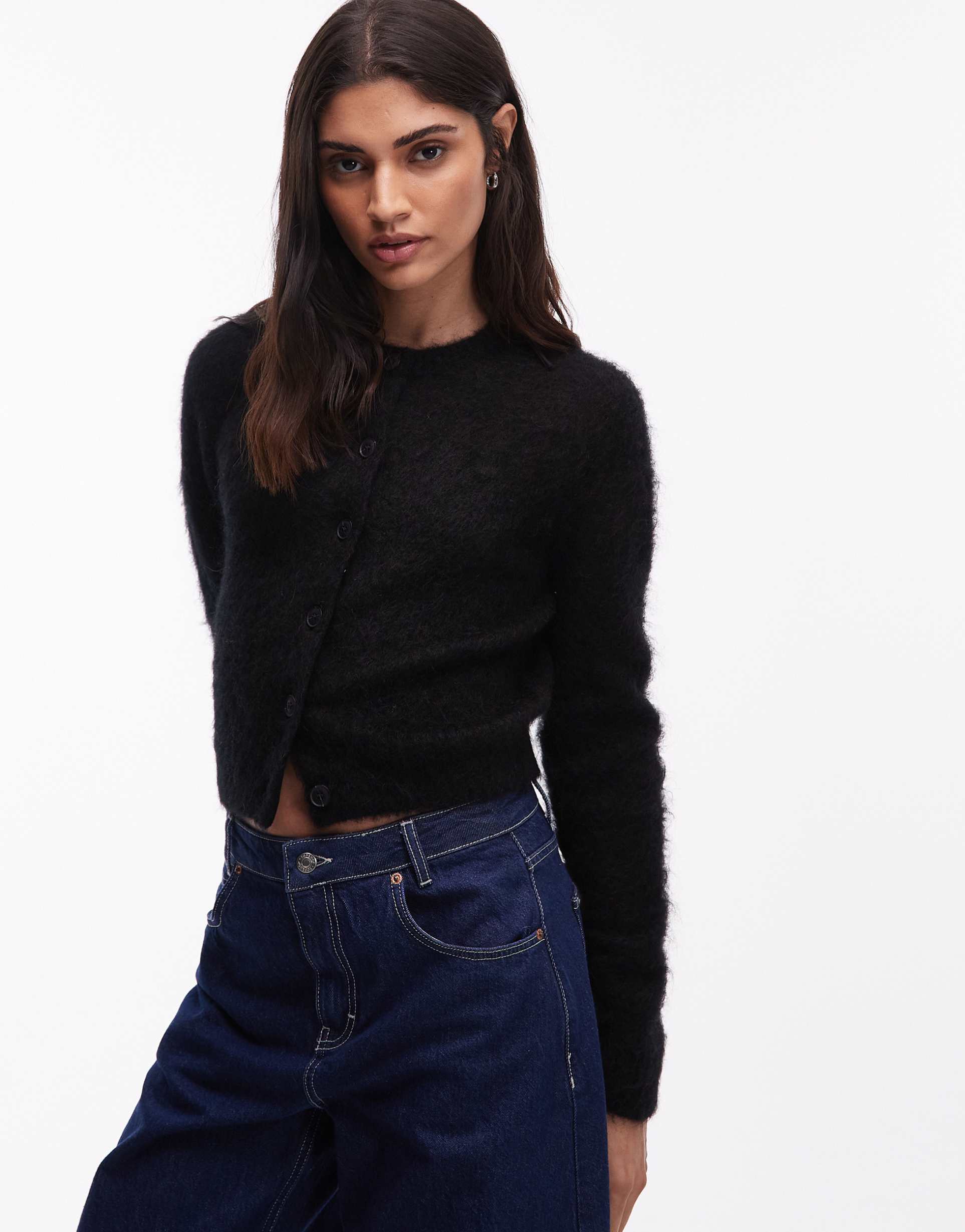 & other stories mohair and wool mix cardigan in black