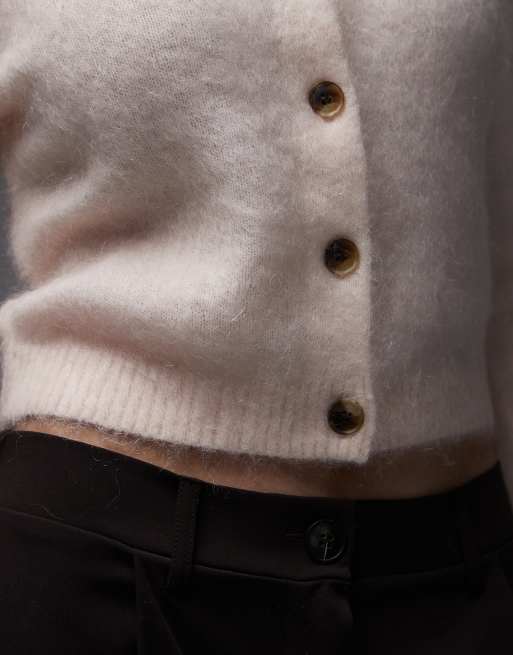 & Other Stories mohair and wool mix cardigan in peachy pink, 2 of 4