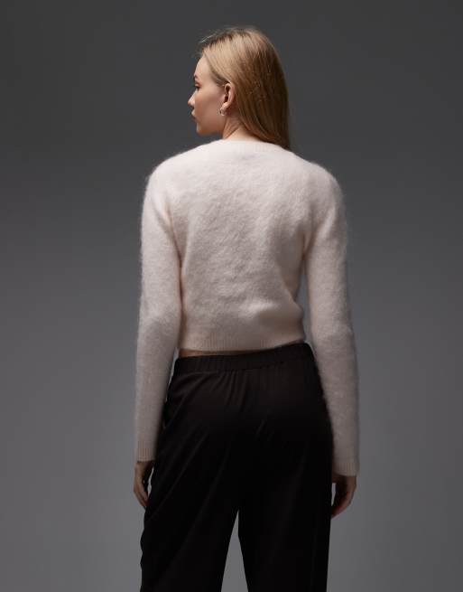 & Other Stories mohair and wool mix cardigan in peachy pink, 4 of 4