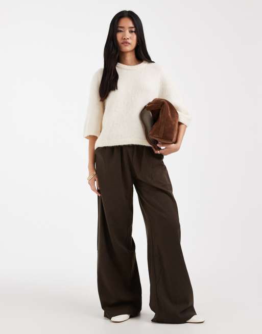 & Other Stories mohair and wool mix short sleeved boxy jumper in white, 2 of 4
