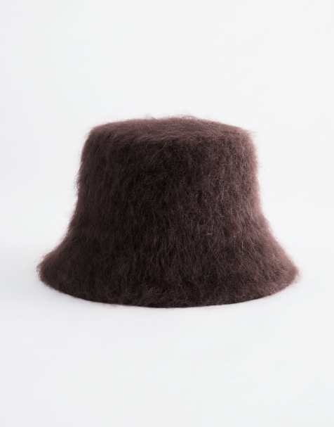 & Other Stories mohair blend bucket hat in dark brown - view 1