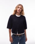 [Other Stories] & Other Stories mohair blend cardigan with short sleeves in blue-Navy XS BLUE
