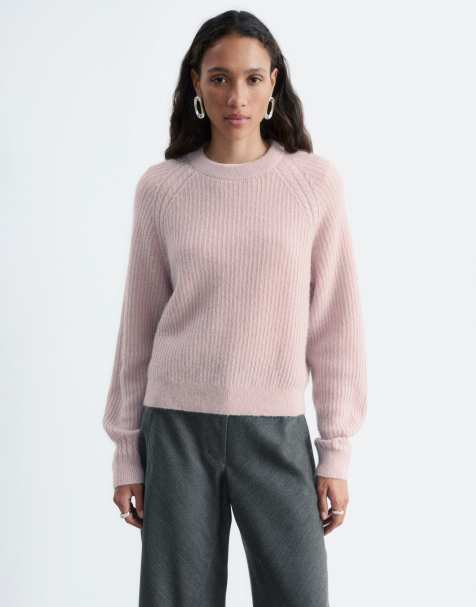 & Other Stories mohair blend jumper with cable detail in pink - view 1
