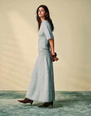 [Other Stories] & Other Stories mohair blend knitted maxi skirt in green (part of a set) S GREEN