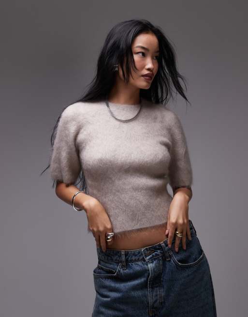 & Other Stories mohair blend short sleeve knit sweater in