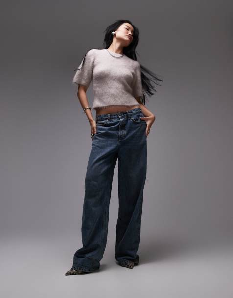 & Other Stories mohair blend short sleeve knitted sweater in mole melange - view 1
