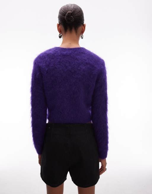 & Other Stories mohair hairy knit cardigan in purple, 4 of 4