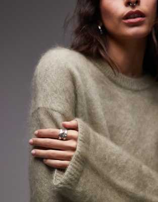 & Other Stories Mohair Super Soft Fluffy Knit Sweater In Green