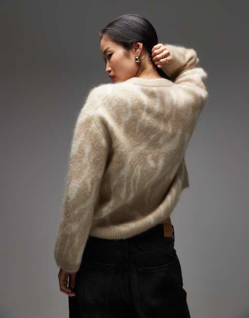 & Other Stories mohair super soft hairy knit sweater in beige, 4 of 4