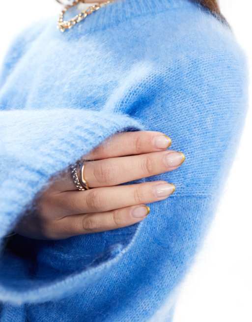& Other Stories mohair super soft hairy knit sweater in blue, 3 of 4
