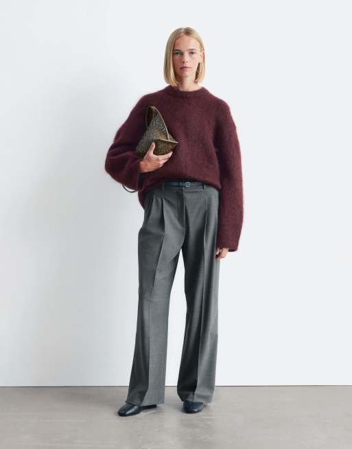 & Other Stories mohair super soft hairy knit sweater in burgundy