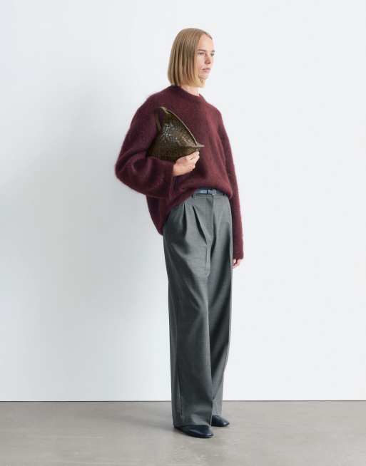 & Other Stories mohair super soft hairy knit sweater in burgundy, 3 of 4