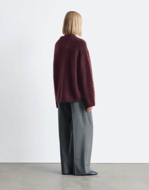 & Other Stories mohair super soft hairy knit sweater in burgundy