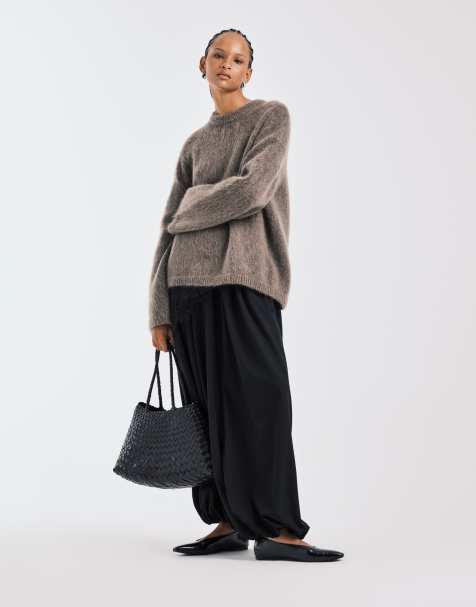 & Other Stories mohair super soft hairy knit sweater in dark beige - view 1