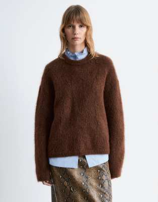 & Other Stories Mohair Super Soft Hairy Knit Sweater In Brown