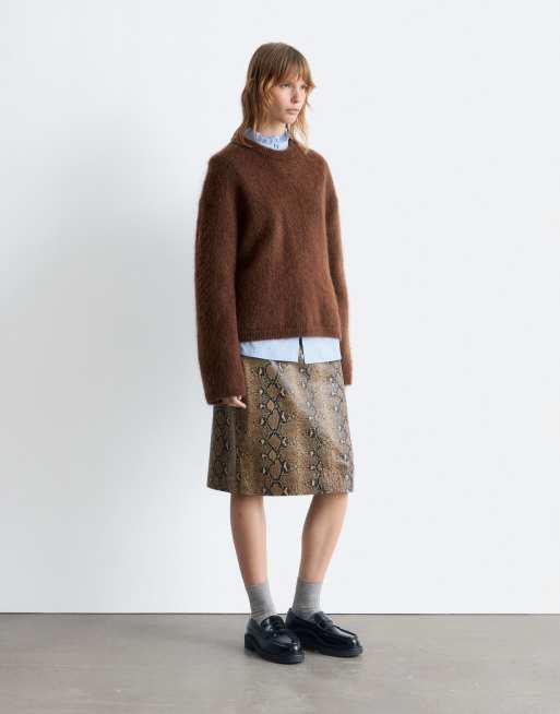 & Other Stories mohair super soft hairy knit sweater in mocha