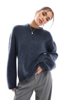 & Other Stories Mohair Super Soft Hairy Knit Sweater In Navy