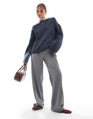 & Other Stories Mohair Super Soft Hairy Knit Sweater In Navy