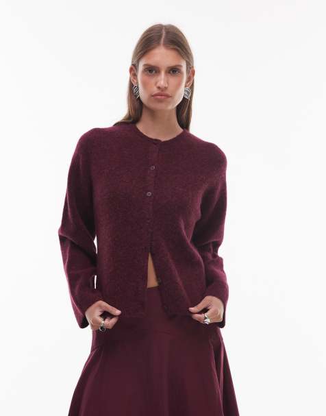 & Other Stories mohair & wool blend cardigan in burgundy - view 1