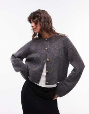 & Other Stories mohair & wool blend cardigan in gray