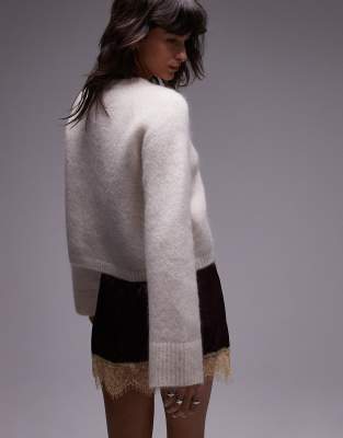 & Other Stories Mohair & Wool Blend Cardigan In White