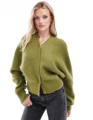 & Other Stories mohair wool blend fluffy knit cardigan in green φωτογραφία