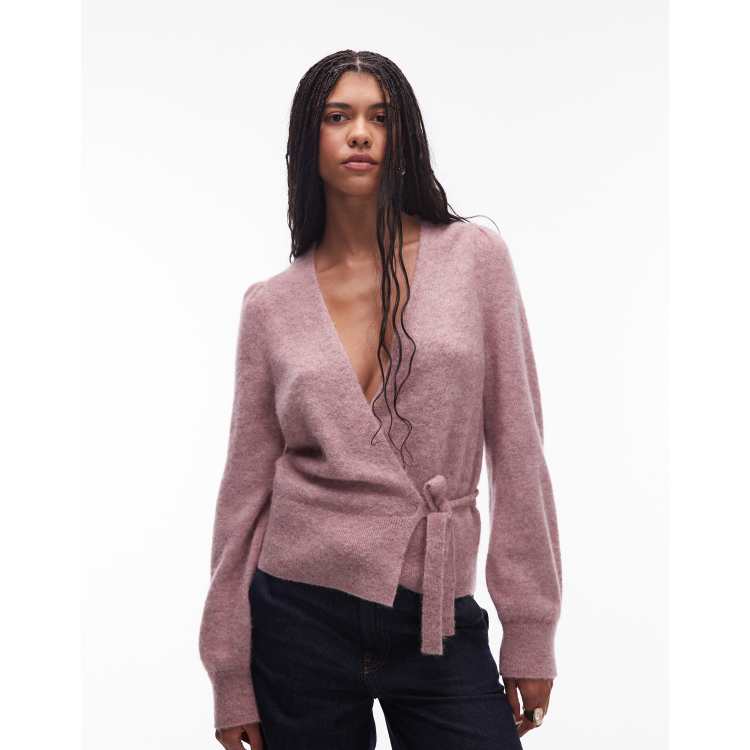 & Other Stories mohair & wool blend hairy yarn wrap cardigan