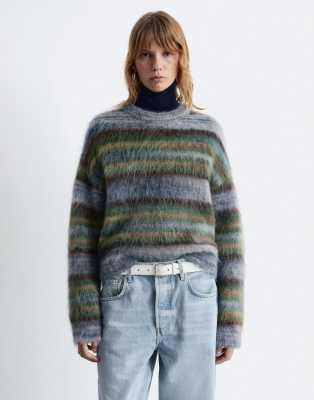 & Other Stories mohair wool hairy knit jumper in multi stripes | ASOS