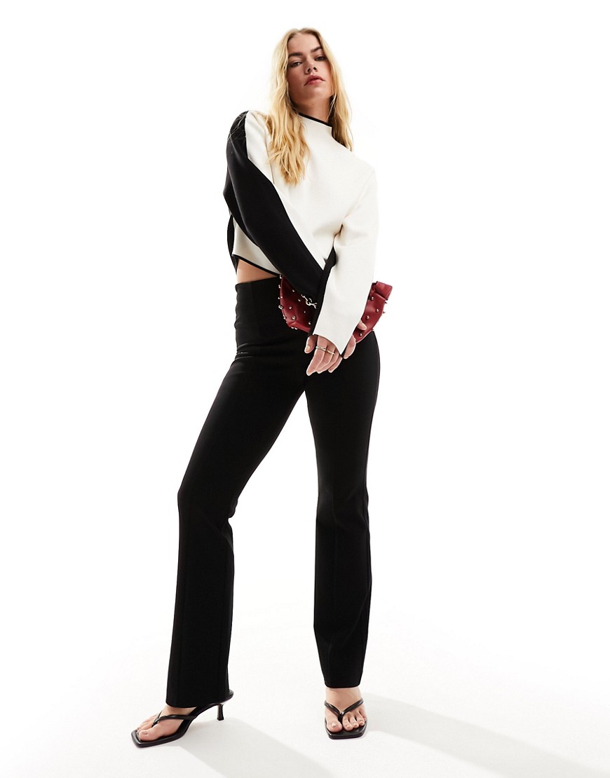 & Other Stories mono colour block viscose knitted asymmetric top with tie cuffs-White