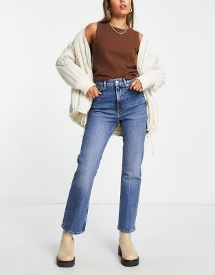 high rise flare crop jeans