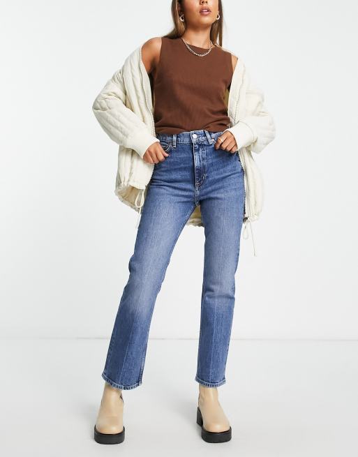 Cropped flare jeans in blue denim and responsible cotton Trousers