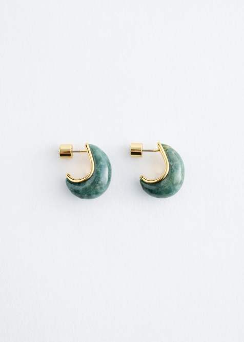 & Other Stories moon stud in gold & green - view 1