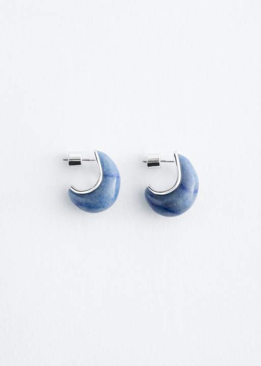 & Other Stories moon stud in silver & blue, 3 of 4