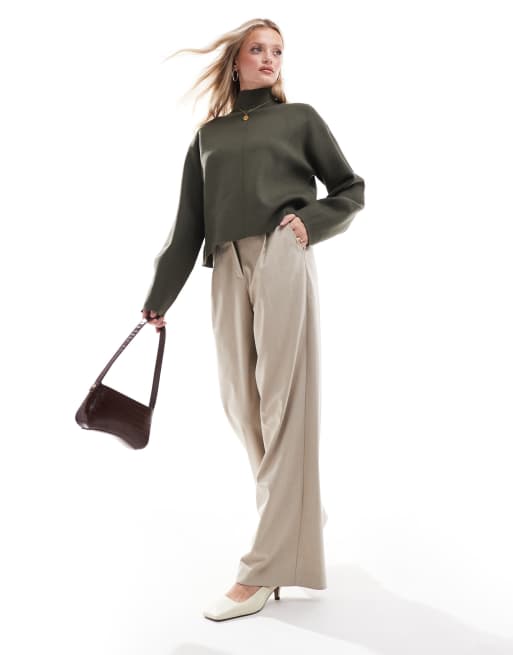 & Other Stories – Mörk, khakifärgad och stickad sweatshirt med polokrage, 2 av 4