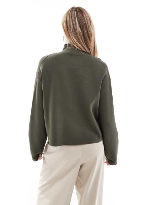 & Other Stories – Mörk, khakifärgad och stickad sweatshirt med polokrage, 3 av 4