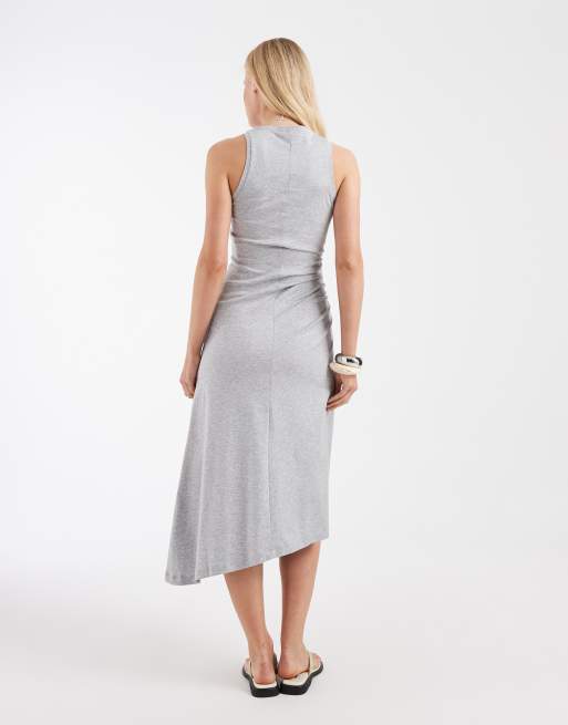 & Other Stories - Mouwloze jurk van jersey met ingenomen taille in gemêleerd grijs, 3 van 4