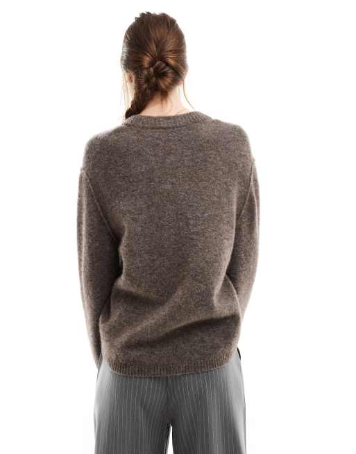 & Other Stories - Mørk muldvarpebrun sweater i fluffy strik i alpaka- og uldblanding, 3 af 4
